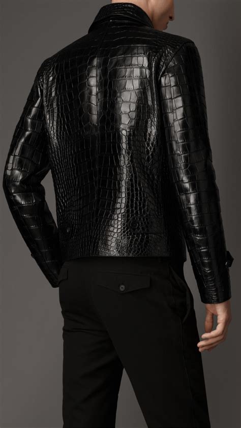 burberry alligator leather jacket|Burberry Alligator Leather Jacket in Black for Men .